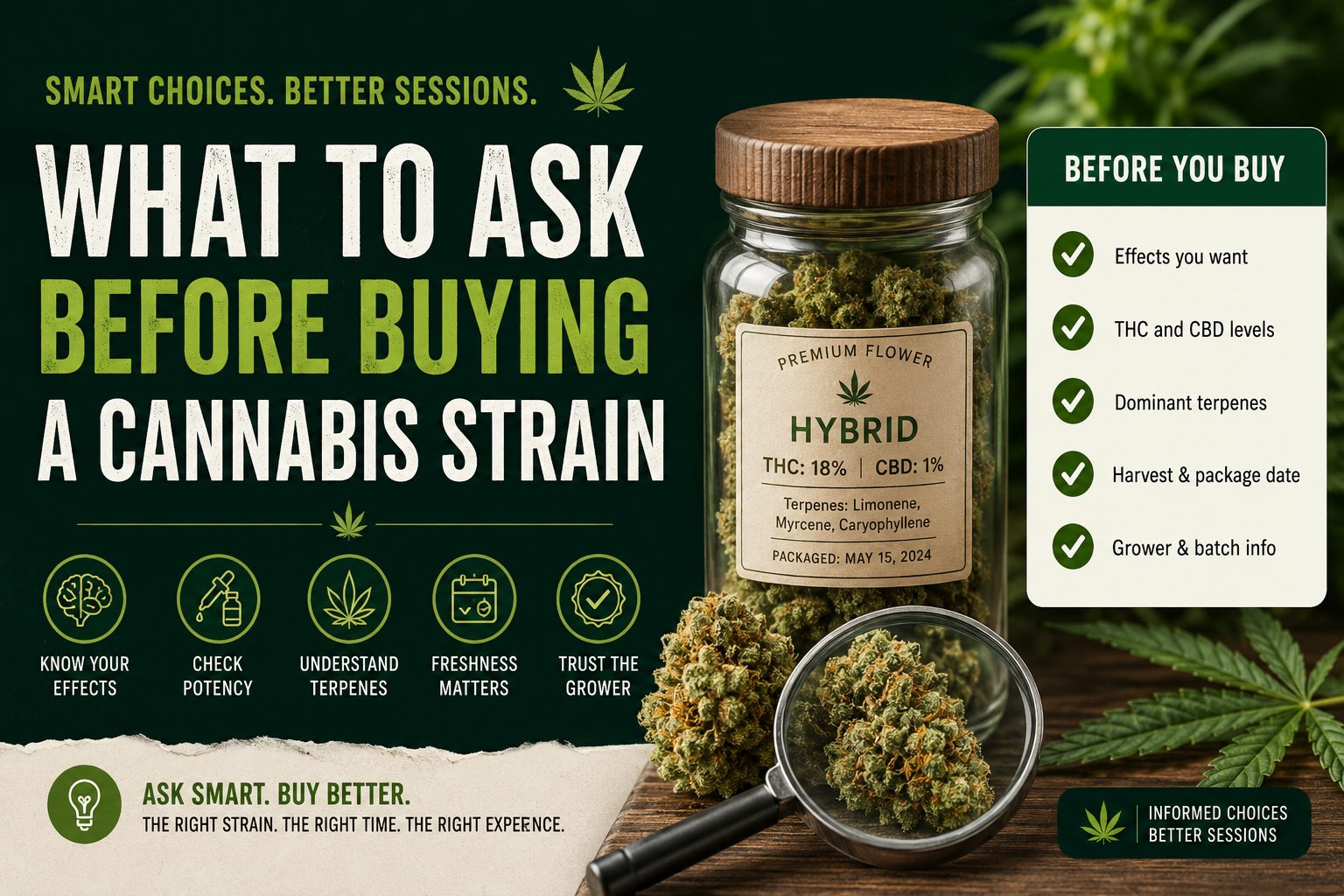 Asking a few better questions, whether to a budtender or just to yourself while reading the label, makes it a lot easier to land on strain you'll actually enjoy.